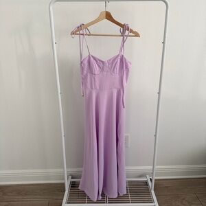 SHEIN MOD Solid Tie Shoulder Cami Midi Dress Lilac/Light Purple
